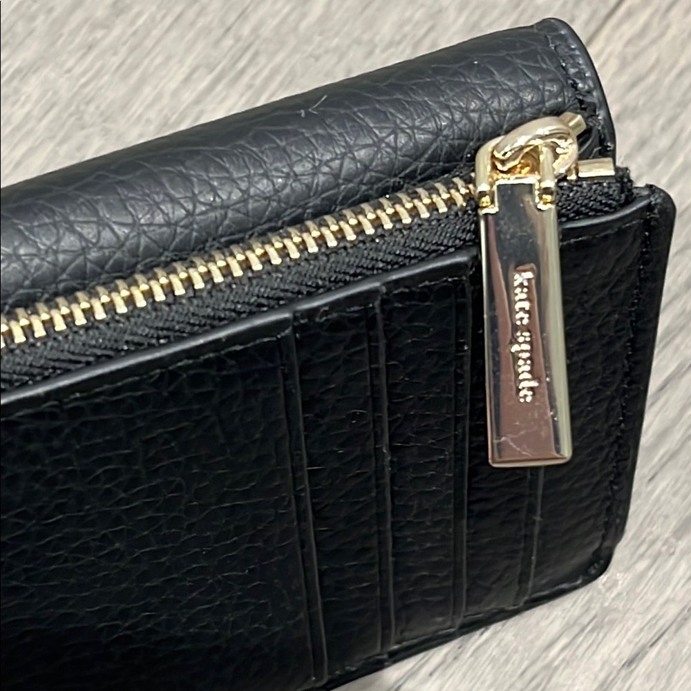 Kate Spade Black Dumpling Pebbled Leather Card Holder Wallet - Picture 4 of 9